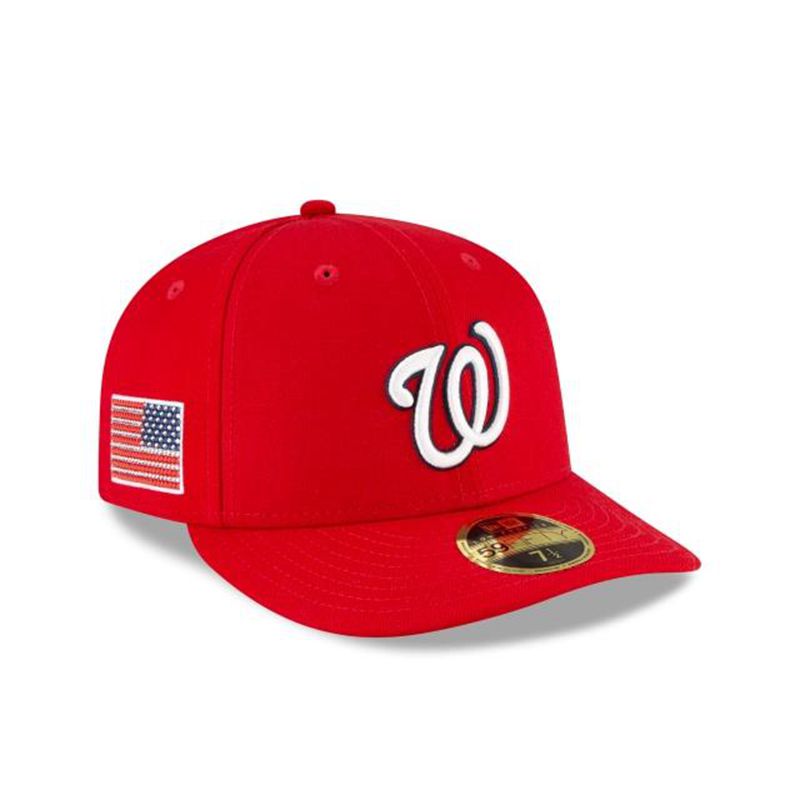 MLB Washington Nationals Crystals From Swarovski Flag Low Profile 59Fifty Fitted (FCR2828) - Red New Era Caps